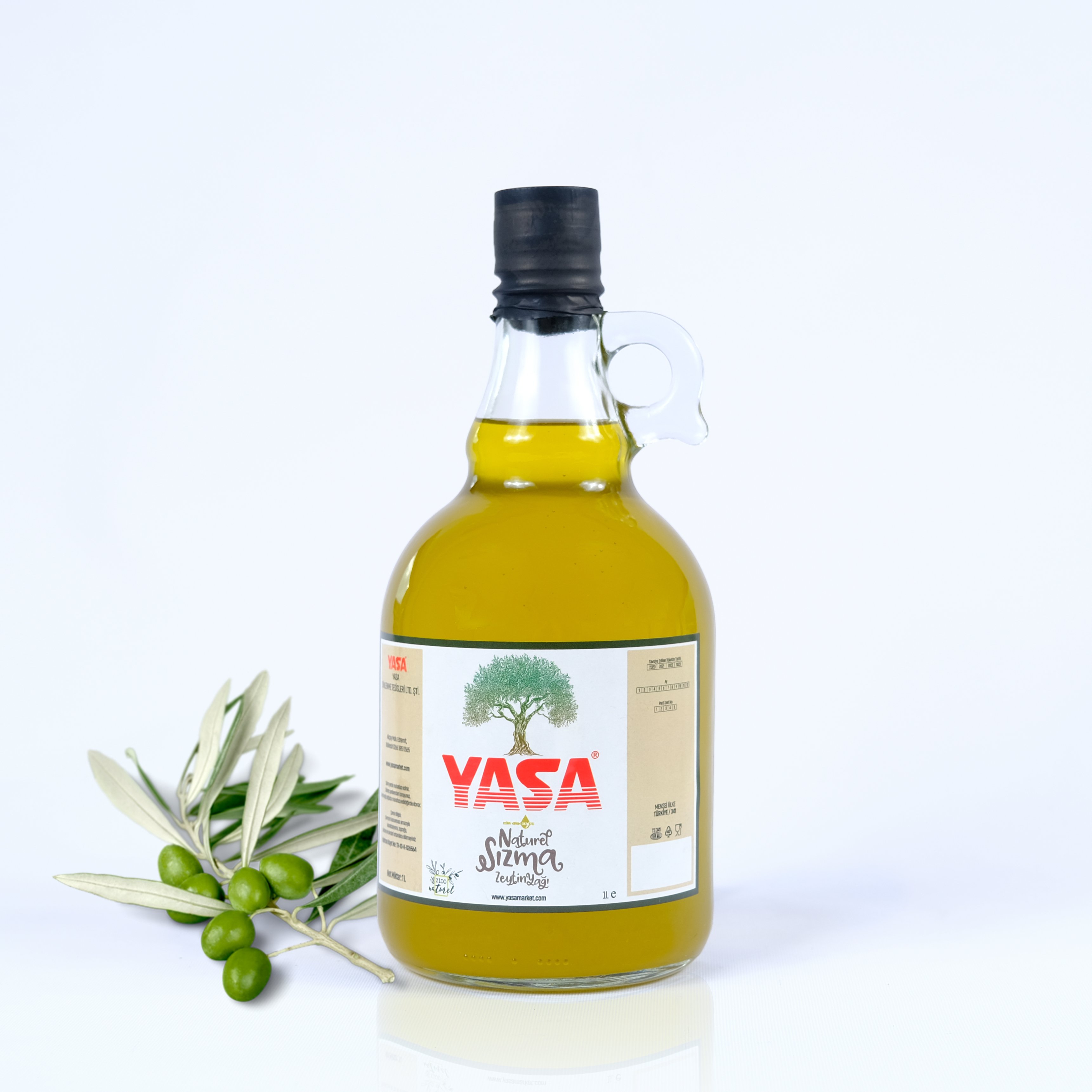1 Lt Yasa Cam Şişe Natürel Sızma Zeytinyağı